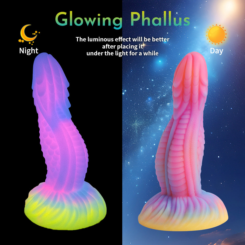 Glow-in-the-dark liquid silicone unique shape dildo