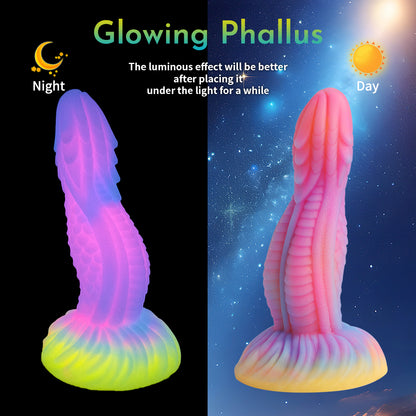 Glow-in-the-dark liquid silicone unique shape dildo