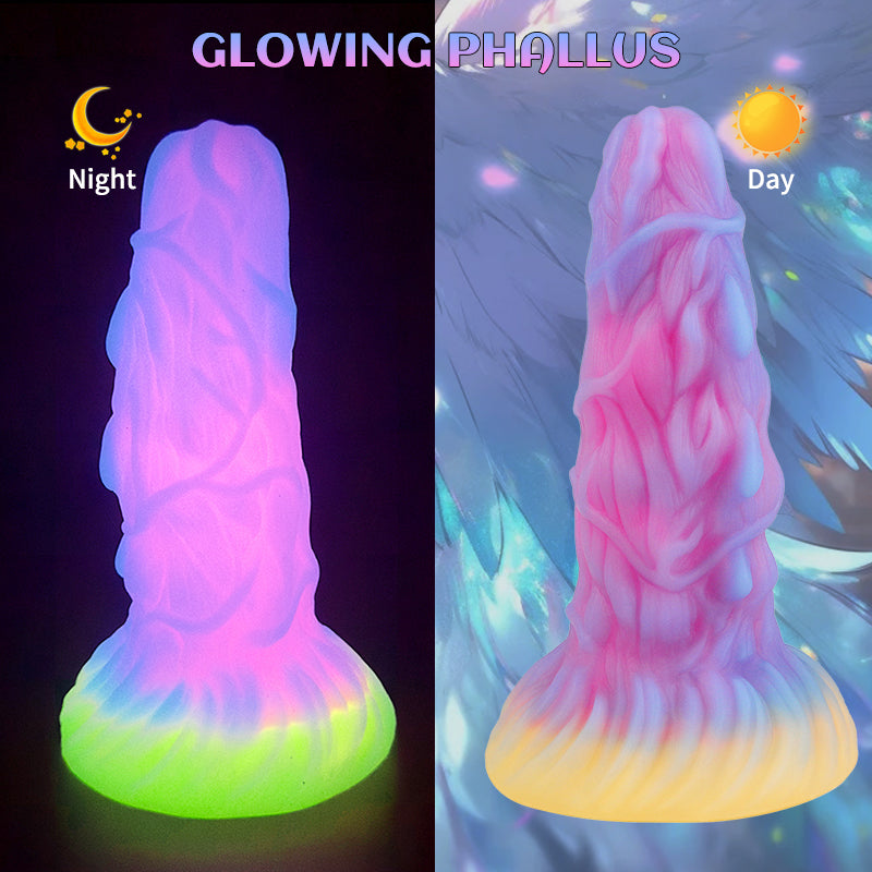 Glow-in-the-Dark Realistic Rooted Dildo with Ribbed Surface