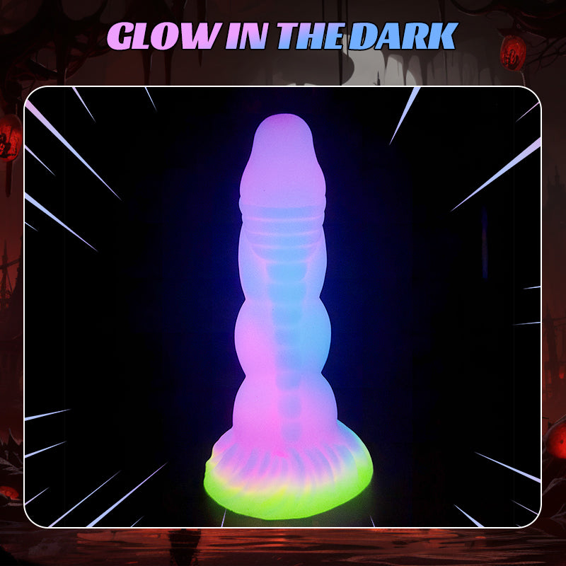 Realistic ribbed glow-in-the-dark shaped dildo