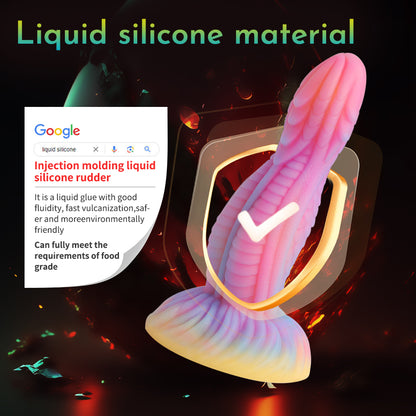 Glow-in-the-dark liquid silicone unique shape dildo