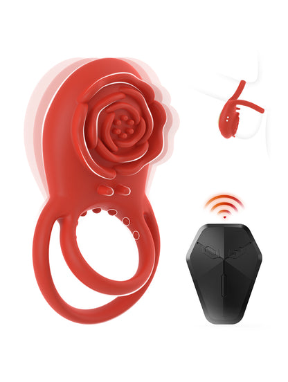 Adult toy 8 -frequency vibration mode Rose prostate massage penis ring