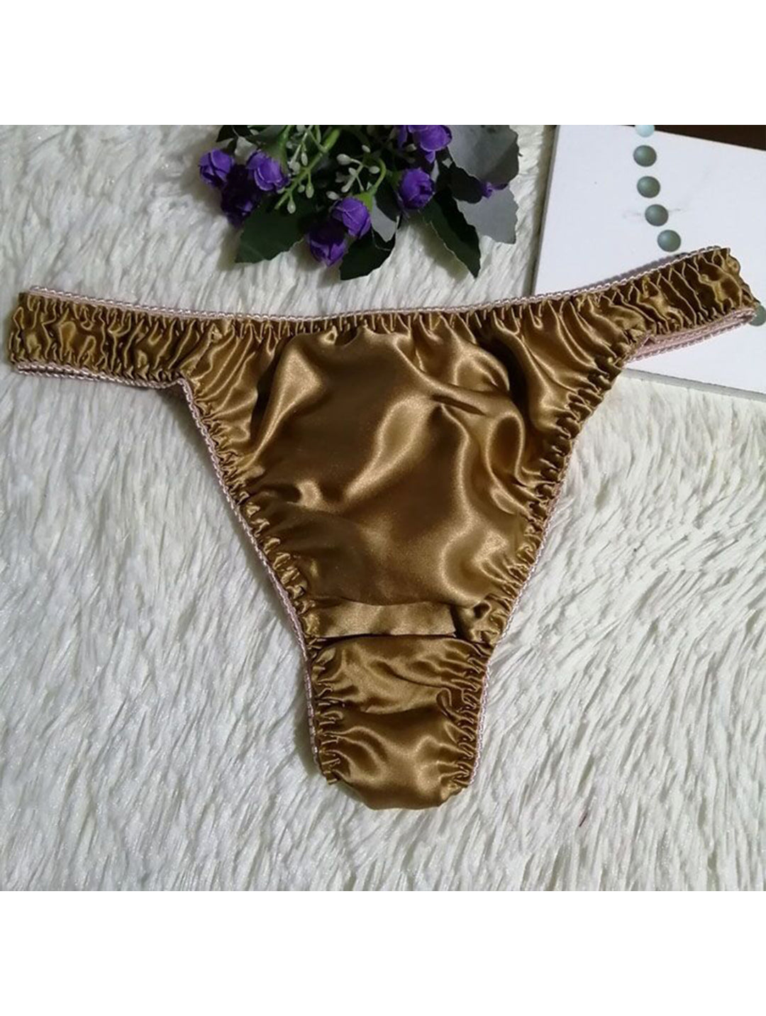 Men's Underwear Satin Triangle Briefs Thong