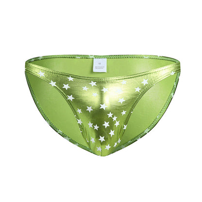 Bikini Bulge Men's Briefs - PU Leather Star Print Triangle Briefs for Men