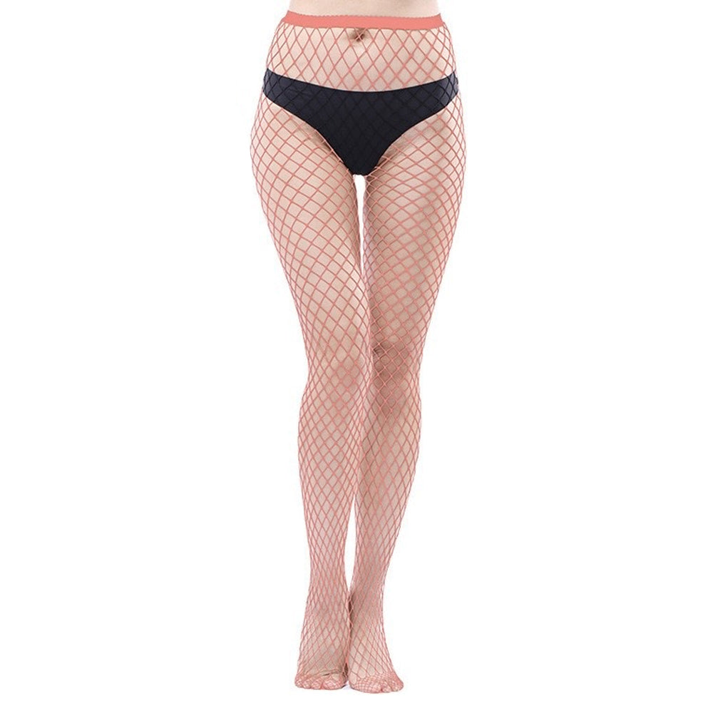 Women's Fishnet Stockings Jumpsuit High Waist Stockings Leggings Medium Grid