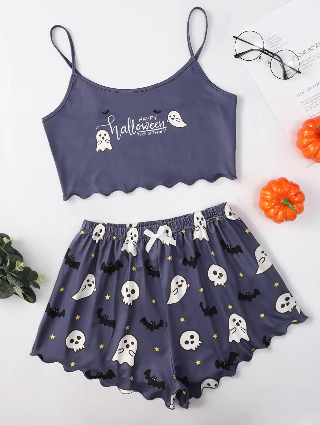 Purple Halloween camisole top ,two piece pajama set