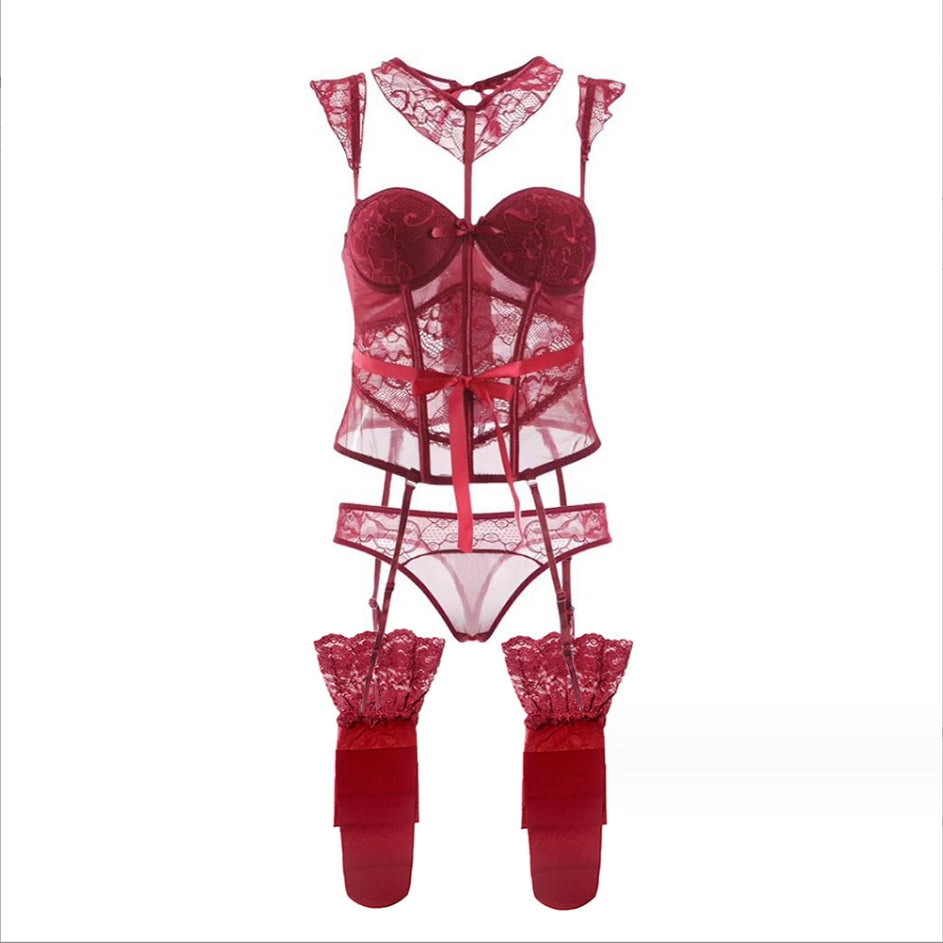 red lace lingerie sets view