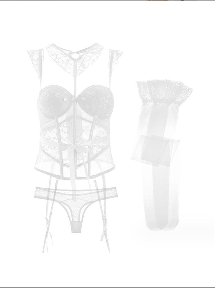 white lace lingerie sets show