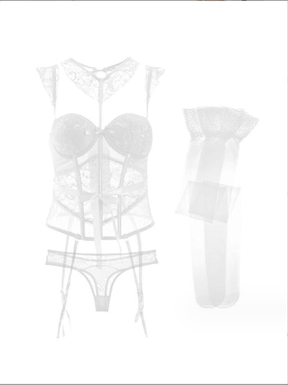 white lace lingerie sets show