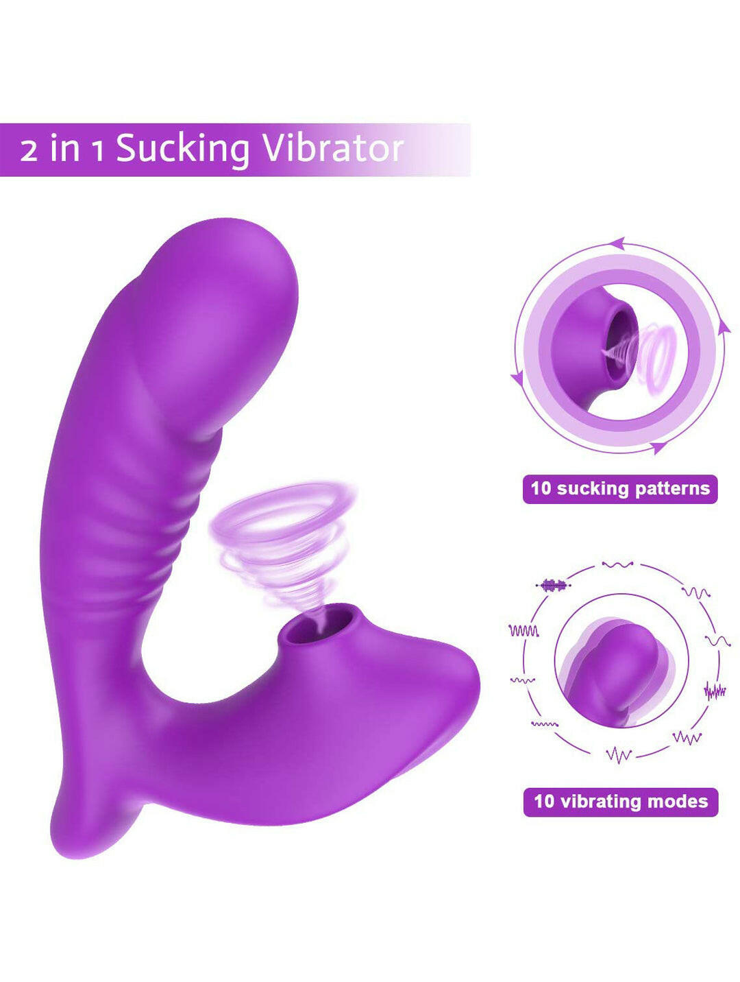 Adult toy Clitoral & G-Spot Vibrator 5-Level Suction, 10 Modes