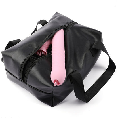 Discreet Black Leather Organizer for Adult Toys