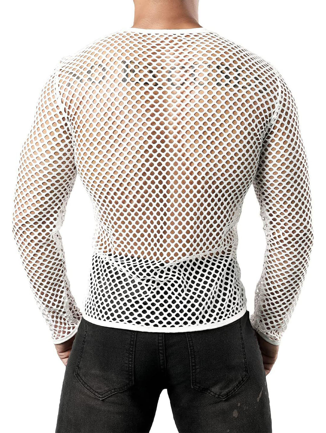 Men's Sexy Mesh Fishnet Muscle Top - Fitted Gym T-Shirt for Rave, Clubwear, and Parties，mens see through underwear