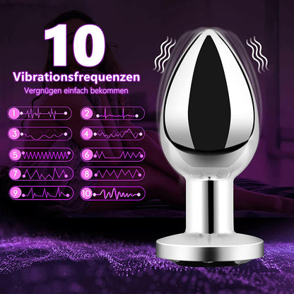 Adult toy 10  vibration  Remote controlled stainless steel anal plug