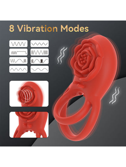 Adult toy 8 -frequency vibration mode Rose prostate massage penis ring