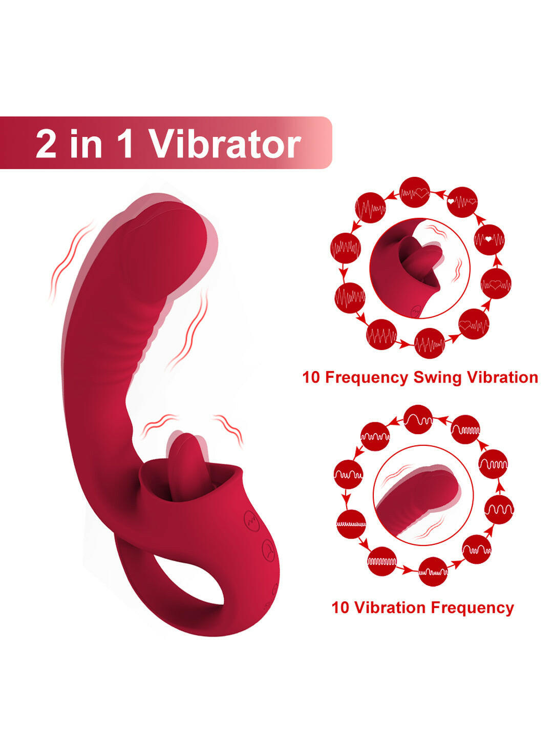 Adult toy clitoris nipple G-spot vibrator-10 vibration+tongue lick frequency