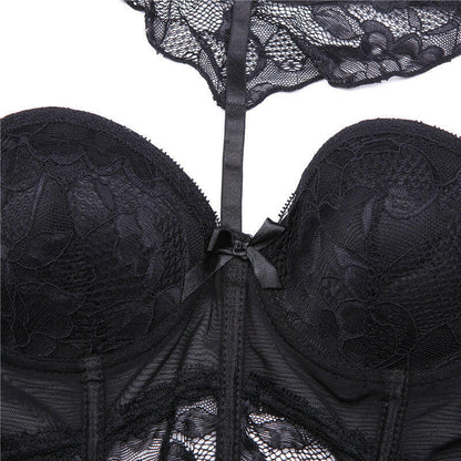 Black lace lingerie detail view