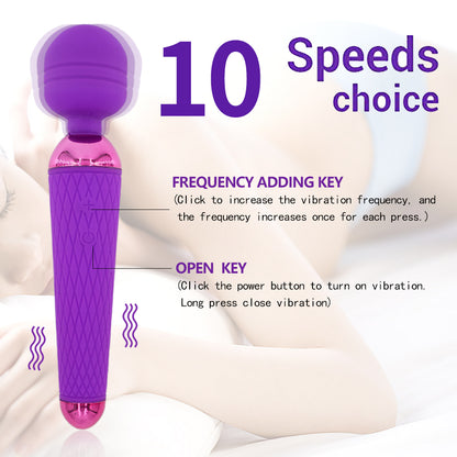 Adult toy 10-Mode USB Rechargeable AV Wand Vibrator