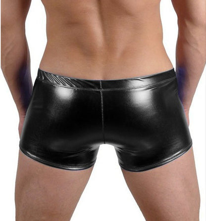 Men's Metal Finish Tech Short Sleeve Sequin Hot Pants Bikini Underwear