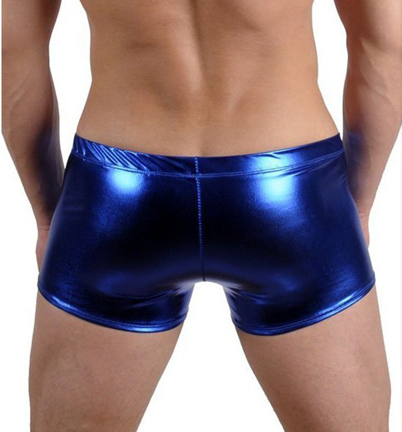 Men's Metal Finish Tech Short Sleeve Sequin Hot Pants Bikini Underwear