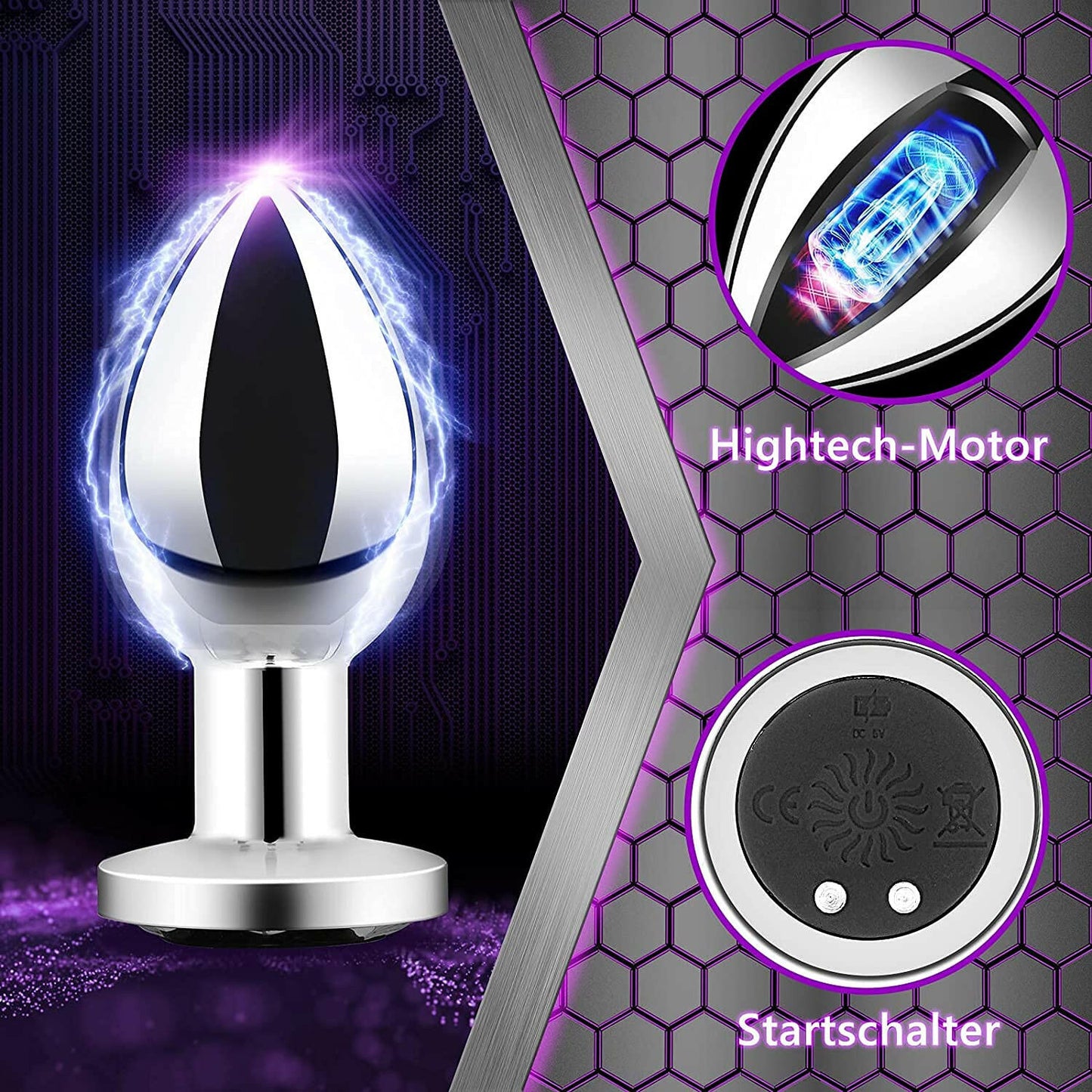 Adult toy 10  vibration  Remote controlled stainless steel anal plug