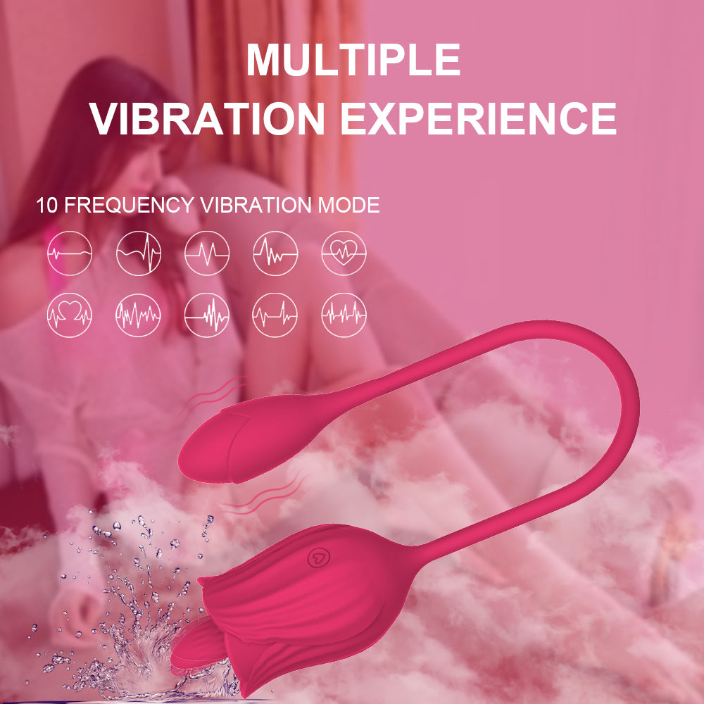 【-50%：$29.4 with Free Shipping!】Adult toy rose mouth vibrator 10 mode +tongue lick