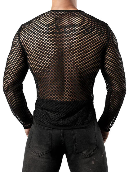 Men's Sexy Mesh Fishnet Muscle Top - Fitted Gym T-Shirt for Rave, Clubwear, and Parties，mens see through underwear