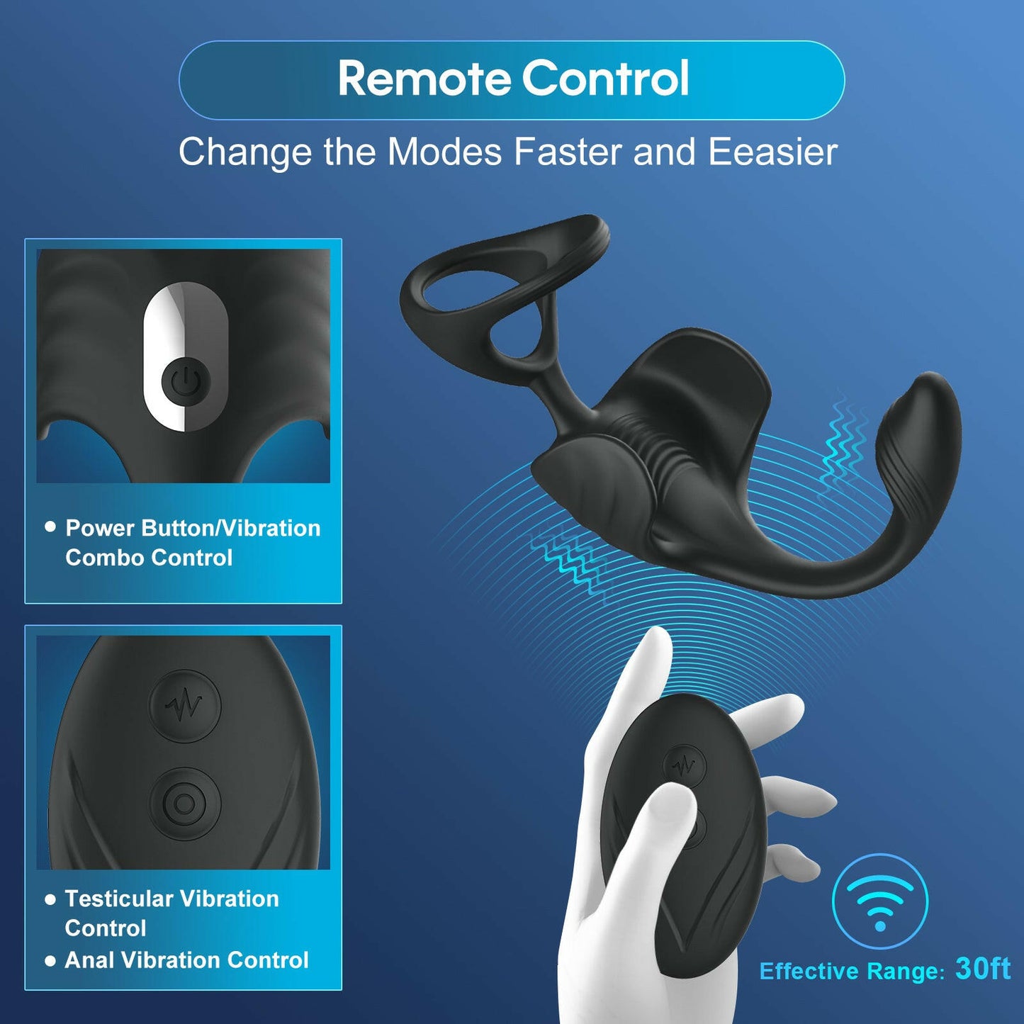 Adult toy 9 vibration mode APP +remote control penile stimulus penis vibrator cock ring