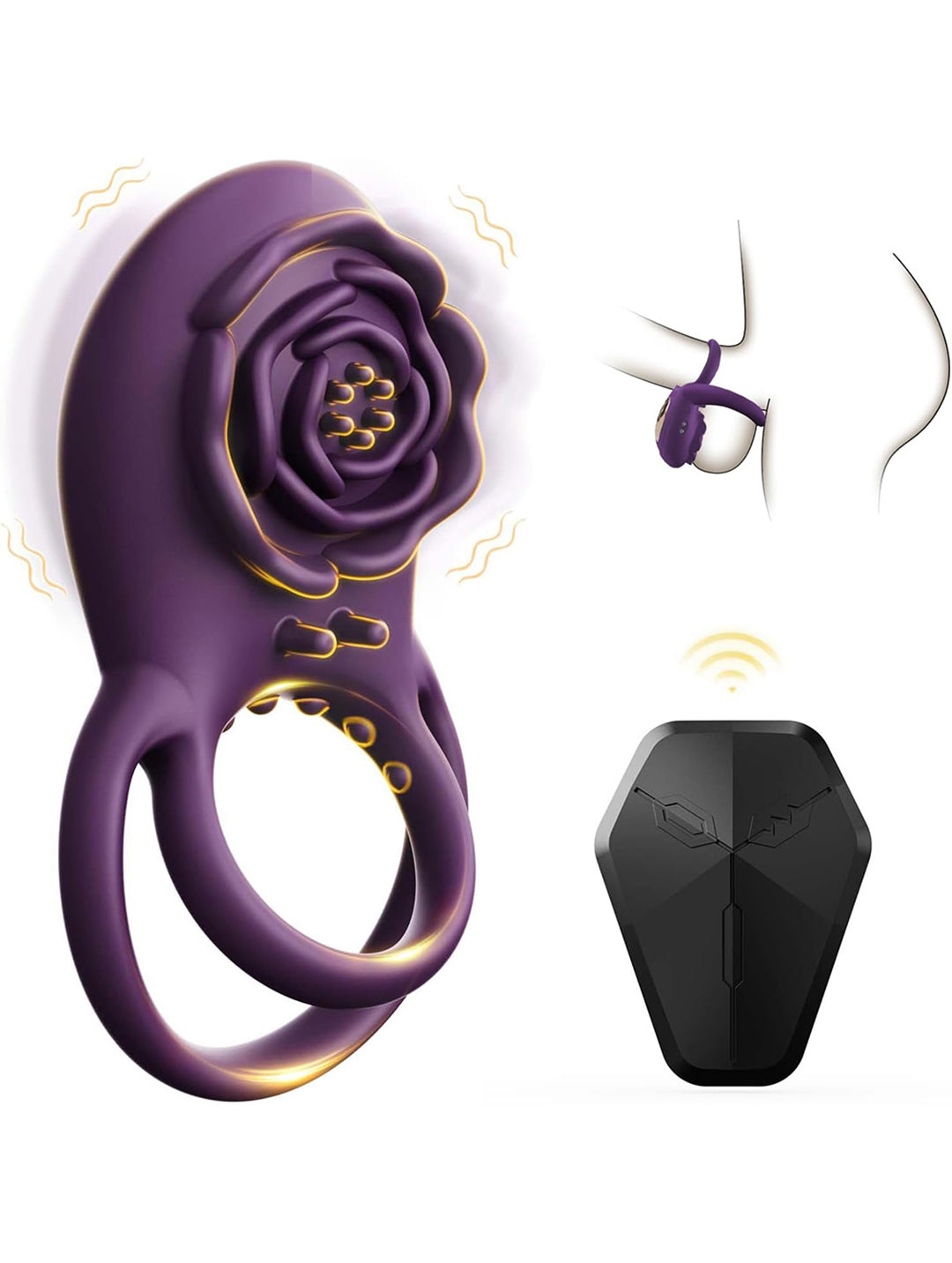 Adult toy 8 -frequency vibration mode Rose prostate massage penis ring