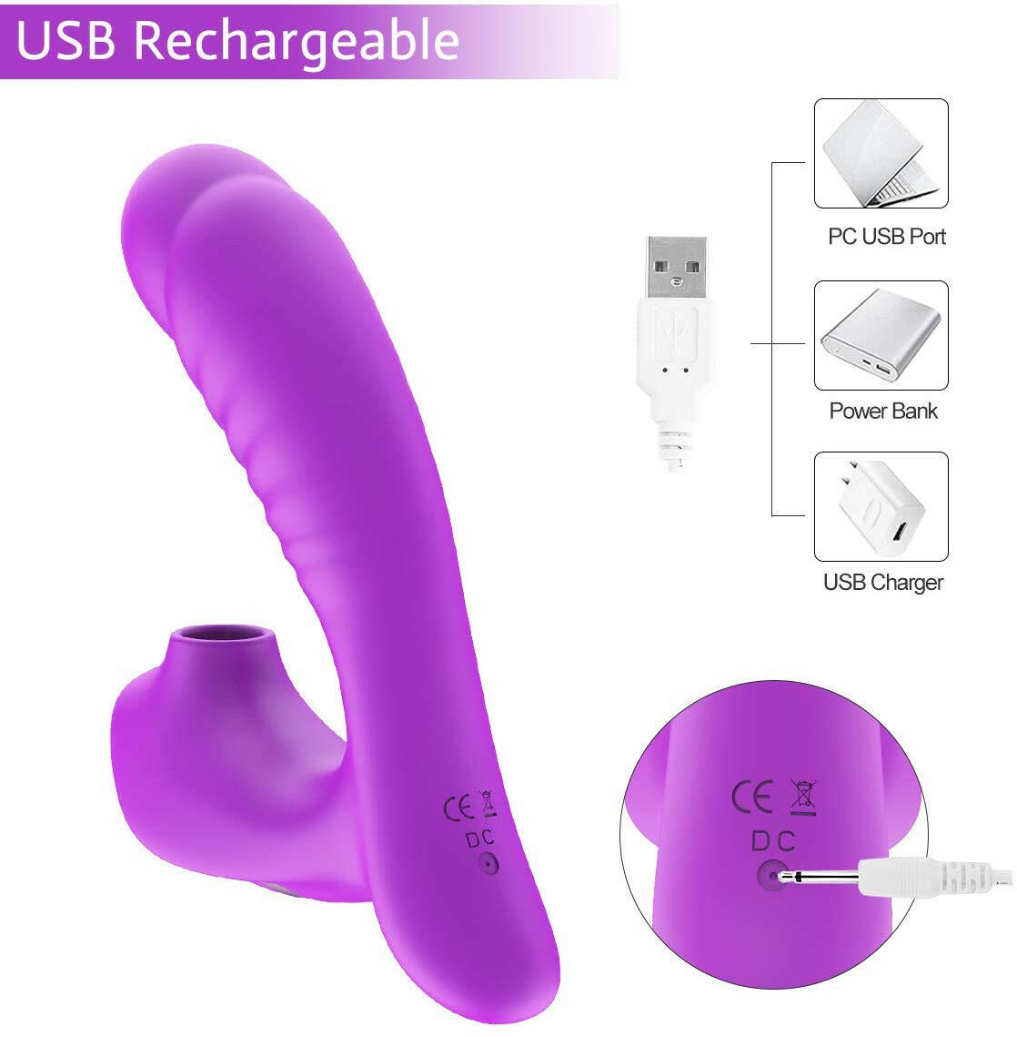 Adult toy Clitoral & G-Spot Vibrator 5-Level Suction, 10 Modes