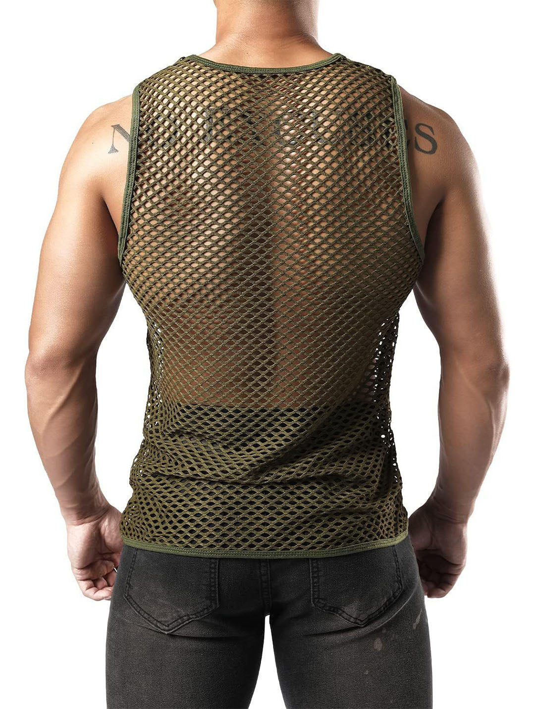 Men's Sexy Mesh Fishnet Muscle Top - Gym T-Shirt for Rave & Clubwear