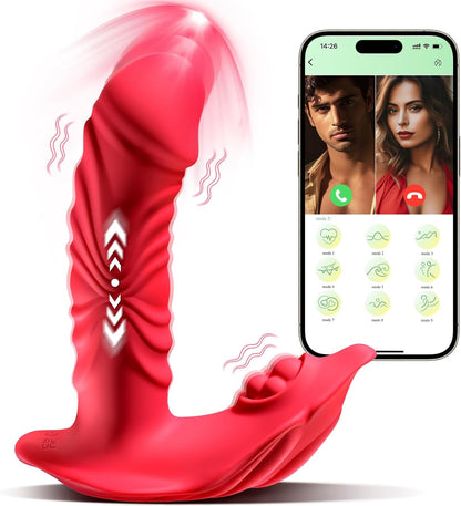 APP control Wearable Vibrator Thrusting Dildo with 9 Thrusting & 9 Vibrating Modes, Clitoral Stimulator Thrusting Vibrator