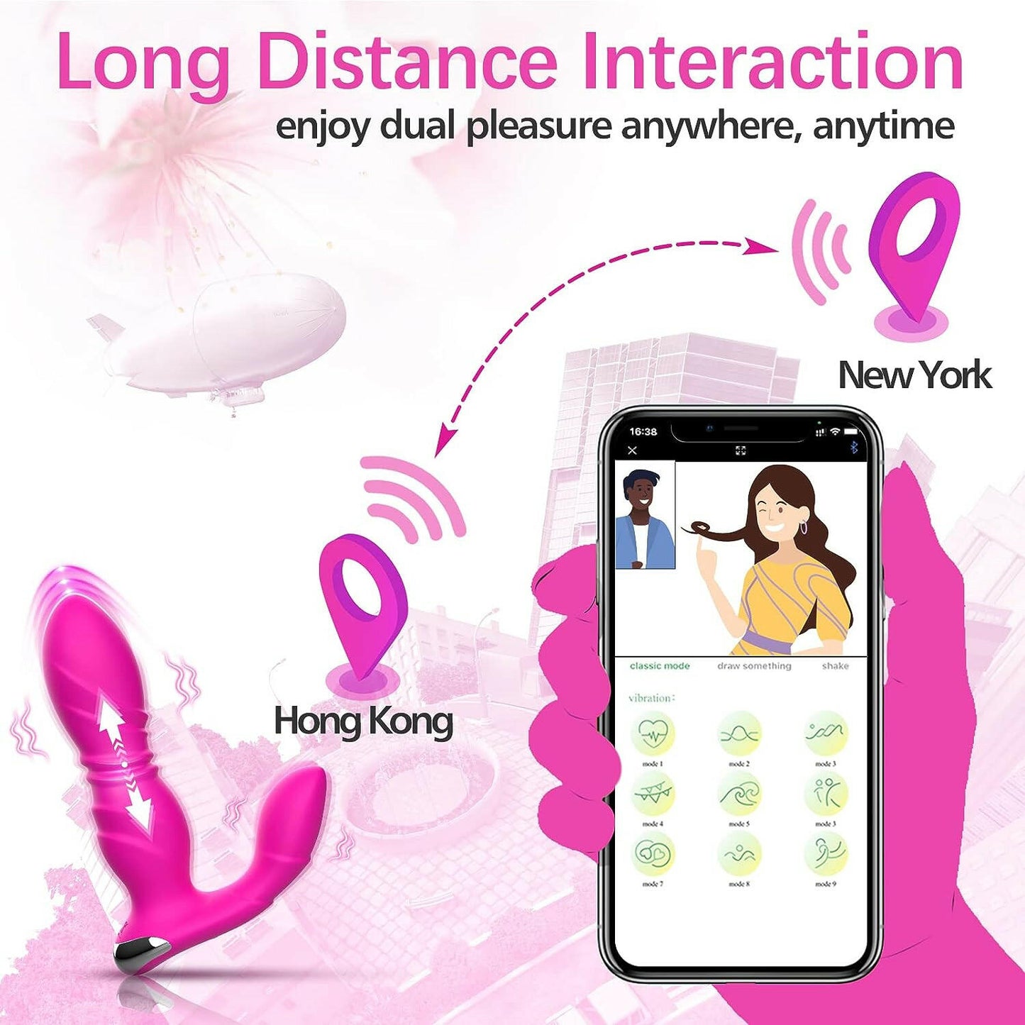 Adult toy 9 frequency telescopic mode wireless couple vibrator anal toy application control