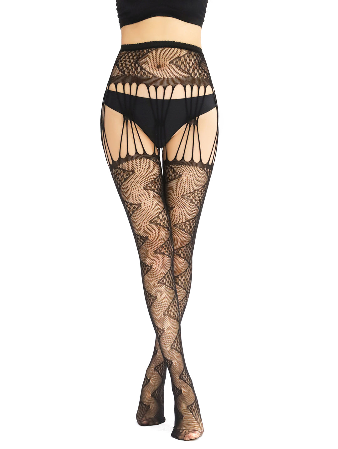 【First item $1.98】Fishnet Thigh High Garter Stockings Patterned Tights for Women,Garter Belt Set & Suspender Pantyhose for Girl