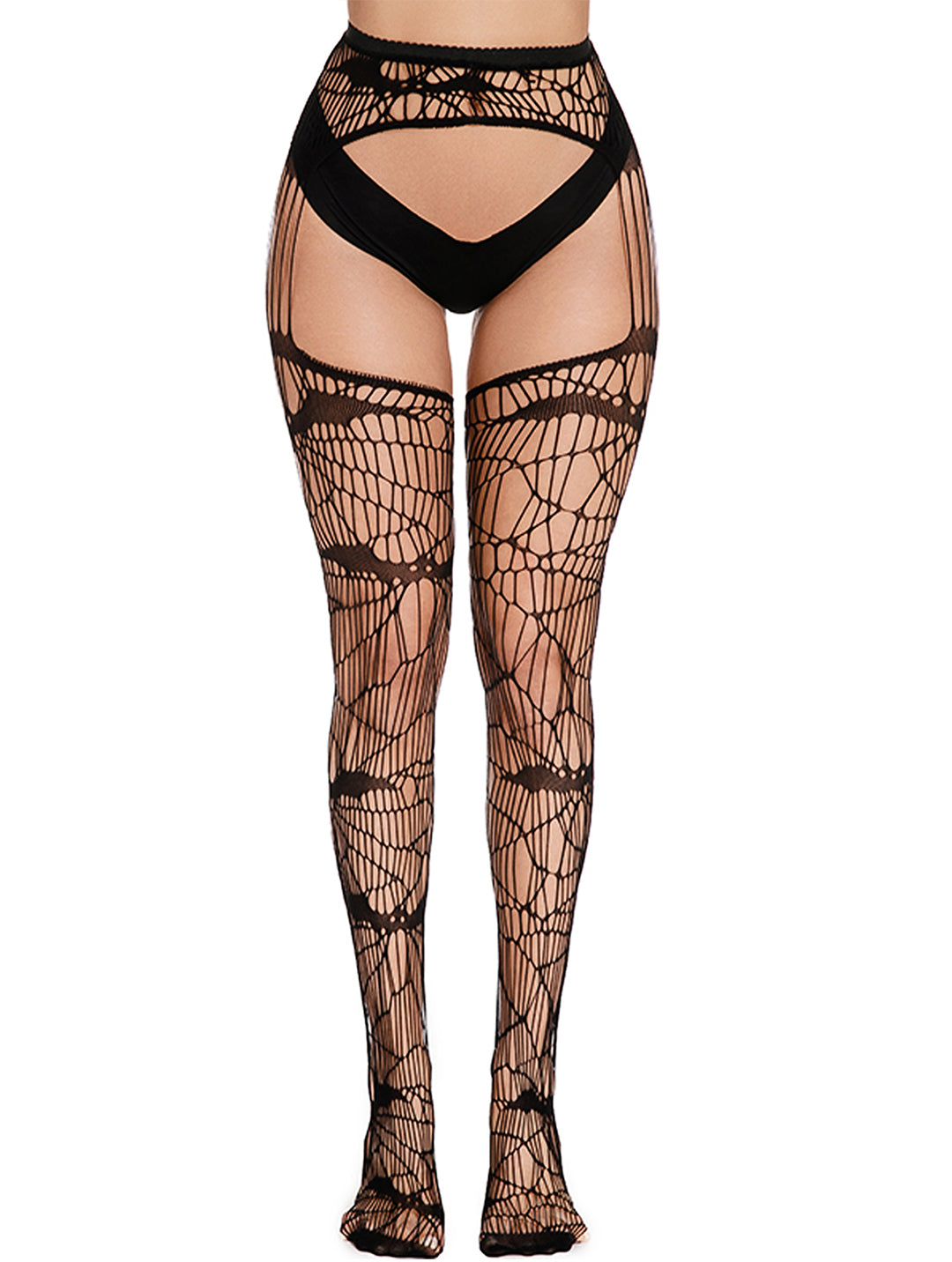 【First item $1.98】Fishnet Thigh High Garter Stockings Patterned Tights for Women,Garter Belt Set & Suspender Pantyhose for Girl