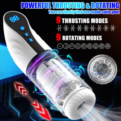 9ModePleasureCup: Multi-Mode Thrusting Rotating Suction Moaning Masturbator