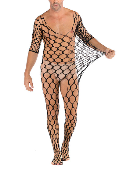 Mens Floral Lace lingerie  Mens see Through Underwear Sexy Fishnet Leotard Wrestling Jumpsuit Mini Dress Clubwear- 35 Styles