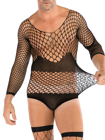 Mens Floral Lace lingerie  Mens see Through Underwear Sexy Fishnet Leotard Wrestling Jumpsuit Mini Dress Clubwear- 35 Styles