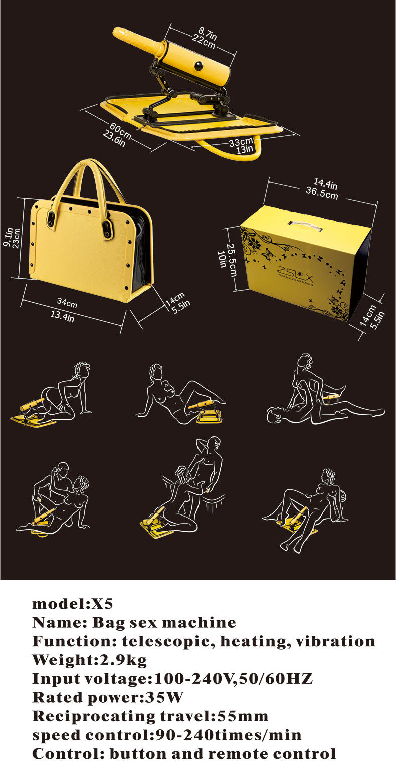 Detailed parameter chart displaying the dimensions and features of the Sexobot.