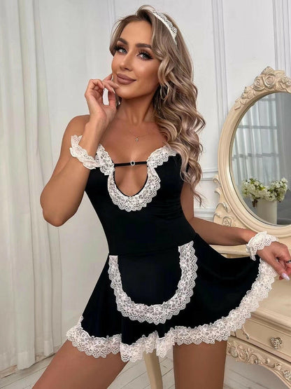 sexy maid outfit &  Black Lace Chemise Dress 