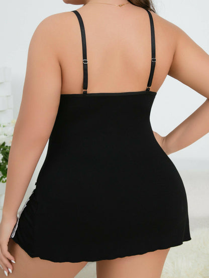 Back Sexy Large Size Nightgown&Side Split Set