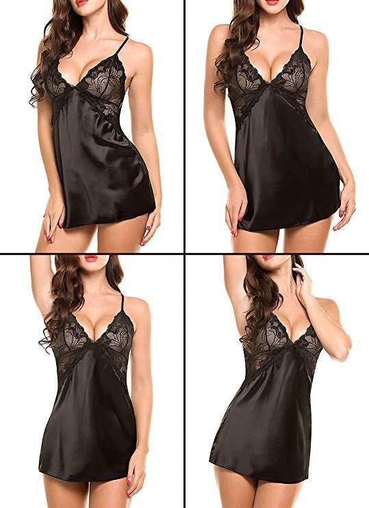 balck Large Size halter nightgown