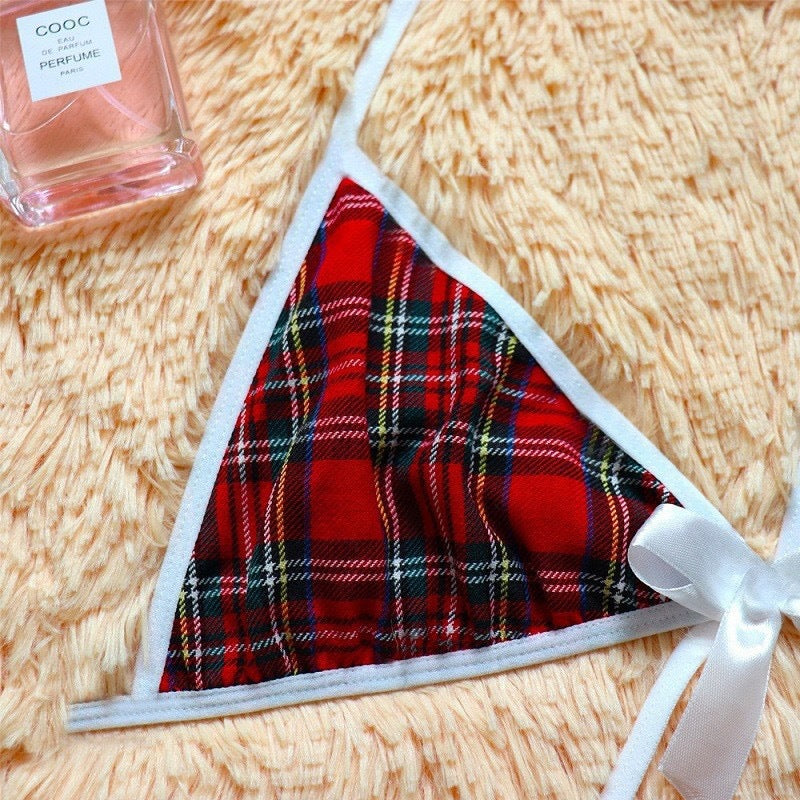 plaid skirt bikini set