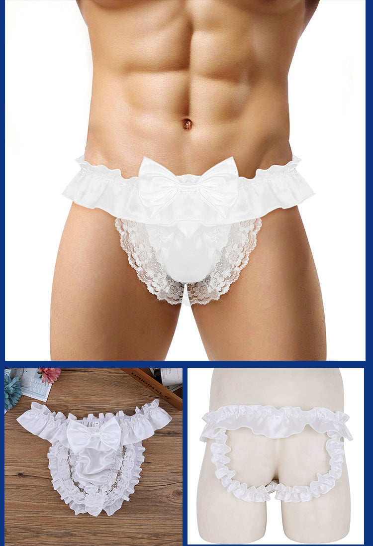 Sexy butt men's underwear thong underwear briefs lace low waist thong