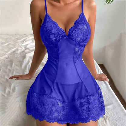 Sexy Babydoll Lingerie Mesh Teddy for Women - Naughty Lace V-Neck Nightwear