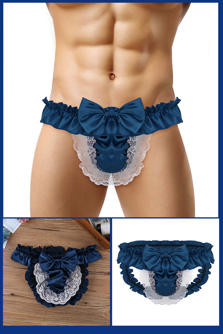 Sexy butt men's underwear thong underwear briefs lace low waist thong