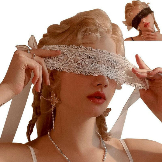 Lace Masquerade Blindfold Eye Mask Sexy Costume Lingerie Accessories Black White Adjustable Couple Party Masks